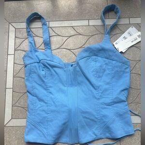 Zara Light Blue Bustier Crop Top size L New